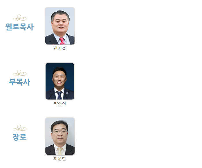 섬기는 분들 : 한기섭 목사, 박상식 목사, 이문현 장로